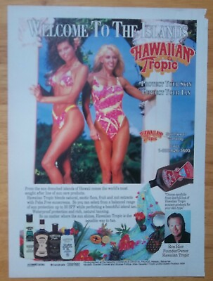 1991 Miss Hawaiian Tropic Suntan Lotion 2 Swimsuit Models Vintage Magazine Ad $9.99
