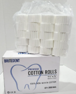 1000 pcs Dental Gauze Cotton Rolls 1 1 2quot; x 3 8quot; #2 Medium $13.99