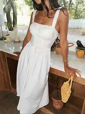 #ad Commense Women#x27;s Coastal Cowgirl Corset Maxi Dress Sleeveless White Small NWT $35.99