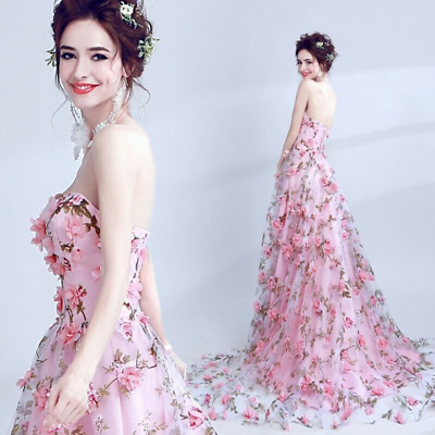 #ad Evening Cocktail Party Bridesmaids Full Women Long Prom Lace Formal Flower Dress $165.74
