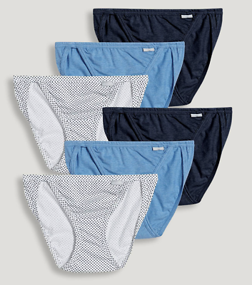 #ad Women#x27;s Jockey 6 Pack String Bikinis Blue Asst Cotton Comfort Panty Underwear $40.00