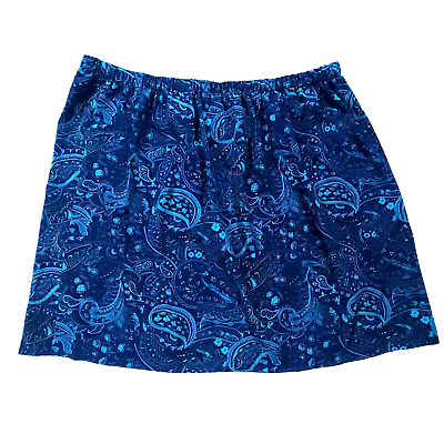 #ad Women#x27;s Blue Paisley Mini Skirt Plus Size 42 Waist $7.50