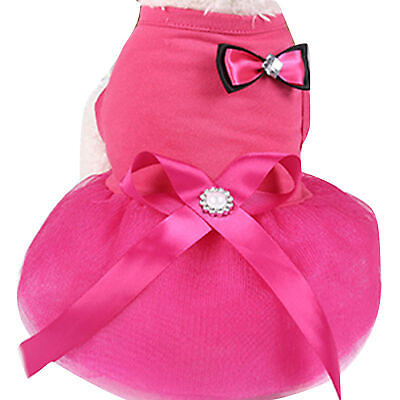 #ad Summer Bowknot Design Party Wedding Dog Puppy Princess Dress Pet Skirt Costume 8 $8.20