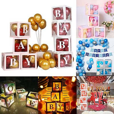 Transparent Balloon Baby Boxes W Letters Baby Shower Decorations Blocks Party $15.99