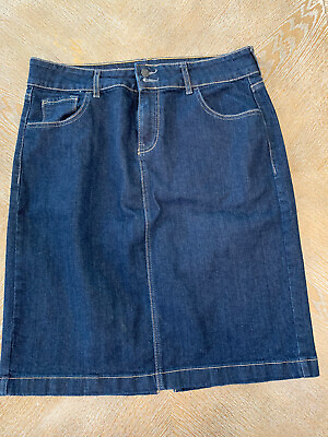 #ad Old Navy A line Denim Blue Jeans Skirt Size 12 Waist 34” Length 23” Back Slit $22.00