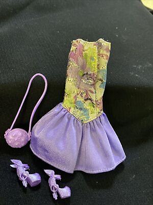 #ad Adorable Original Barbie Satiny purple cocktail dress shoes bag $15.00