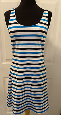 #ad NEW Michael Kors Blue Sleeveless Striped Bathing Suit Cover Up Dress Size XS $29.99