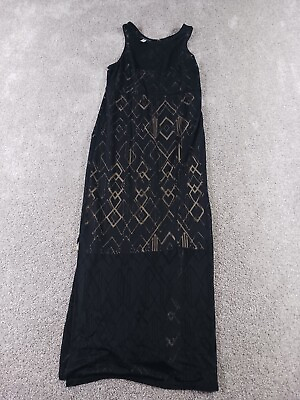 Simply Styled by Sears Women#x27;s Dress Size M Black Solid Maxi Rayon Blend $19.99