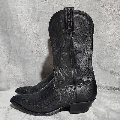 #ad Tony Lama Womens Boots Black 7 M Lizard Exotic Western Cowgirl Cowboy Style 1230 $95.98