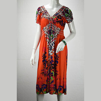 #ad Women#x27;s Junior Plus Size Dress Summer Bohemian Loungewear V Neck Sundress $9.39