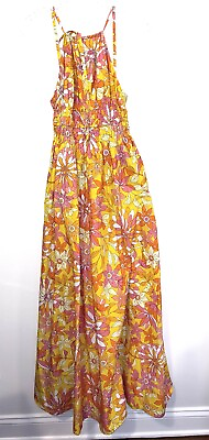 #ad J. Crew Collection Bright Floral Maxi Dress XS Yellow Orange White $75.00