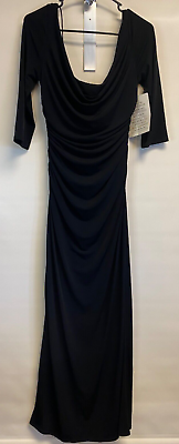 NWT Boston Proper Women Black Cocktail Dress size 8 LS Ruching Fitted Party D4 $26.24