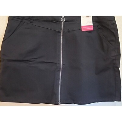 #ad Juniors Plus Size SO Zipper Front Mini Skirt BLACK Size 22 2x Sealed Packa $16.00