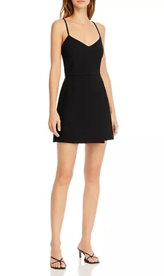 #ad French Connection Whisper Envelope Crossover Mini Skirt Dress Black New Size 6 $89.95