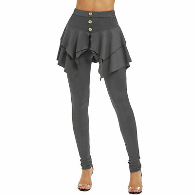 #ad Women#x27;s Irregular Hem Skirt Leggings Sports Fitness Yoga Pants $15.99