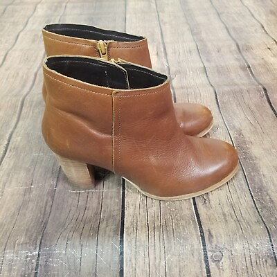 #ad Diba True Womens Boots Size 7 Brown Ankle 3.25quot; Heel Side Zip Block Heel $14.40