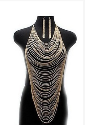 #ad #ad 2Pcs Long Tassel Earrings Multi Layers Harness Body Chain Bikini Jewelry Summer $12.99