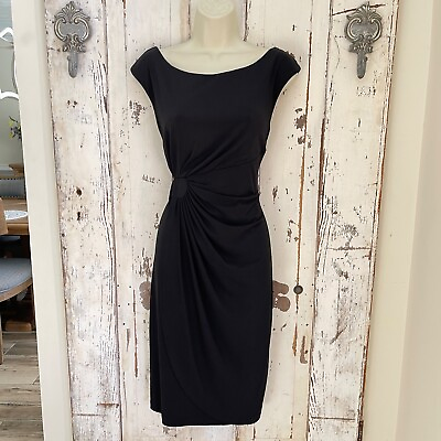 #ad Connected Size 8 Woman#x27;s Black Sleeveless Wrap Sheath Career Cocktail Dress $23.95