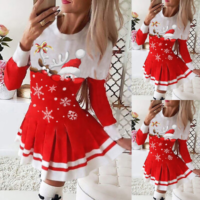 #ad Women Christmas Mini Dress Ladies Long Sleeve Party Mini Dress Fancy Dress 2021 $35.69