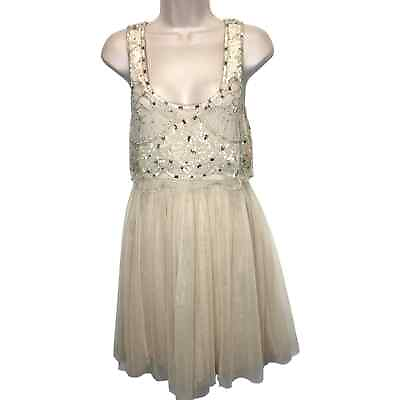 #ad #ad Forever new tulle and sequin mini dress sleeveless womens 4 boho prom $19.99