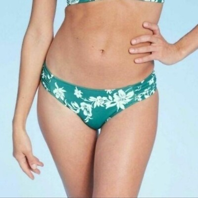 #ad Shade amp; Shore green white floral tropical bikini bottoms S $9.99