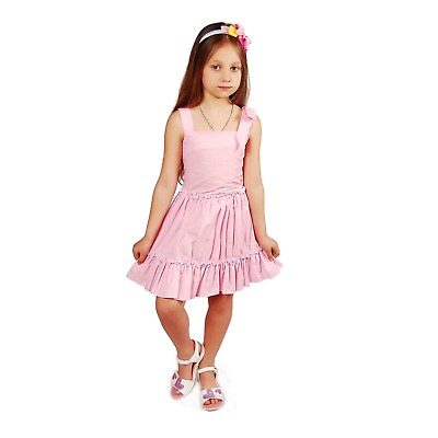 #ad Little Girl Summer Dress Pink Size 5 Sleeveless Cotton Sundress $11.70