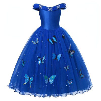 #ad #ad Girl#x27;s Princess Cinderella Dresses Kids Butterfly Bead Birthday Party Costume $40.24