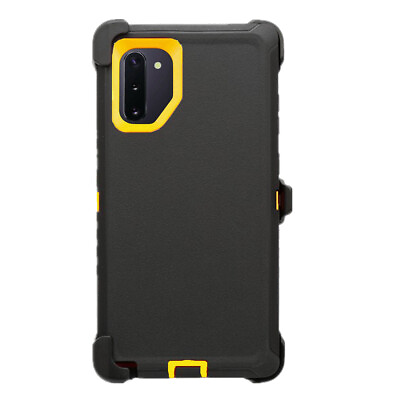 Black Yellow For Samsung Galaxy Note 10Plus Heavy Duty Case with Belt Clip $10.77