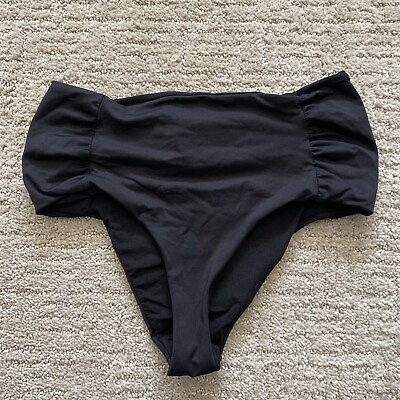 #ad Zara High Waisted Extra Cheeky Black Bikini Bottoms size Small $15.00