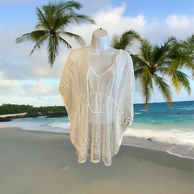 #ad Crochet Swimsuit Beach Cover Up Womens White Small $12.99
