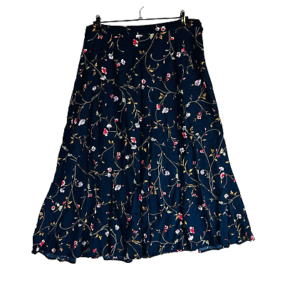 #ad Vintage Jacque and Koko Womans Sz 18 20 Skirt Skirt Blue Floral Elastic Waist $23.74