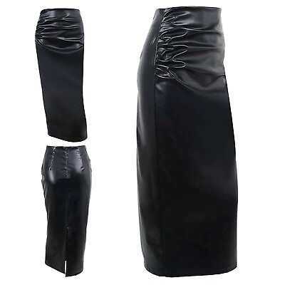 #ad #ad Womens Pencil Skirt Fashion Midi Skirts Sexy Bodycon Zipper Dress PU Leather GBP 28.89