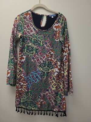 Truly Me By Sara Sara Boho Girls Paisley Dress 70s Retro Style Lined Size 14 $19.99