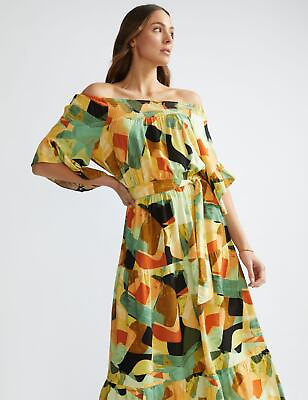 #ad #ad Womens Dress 3Q Sleeve Smocked Trim Maxi Dress KATIES $12.13