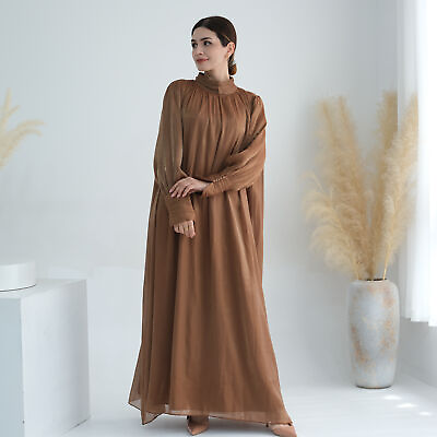 #ad #ad Elegant Women Muslim Kaftan Long Sleeve Maxi Dress Abaya Islamic Evening Gown C $57.89