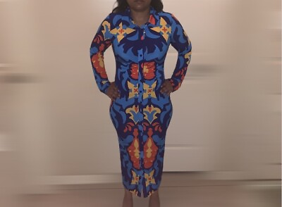 #ad Multicolored Long Sleeve Maxi Dress Plus Size 3X $65.00