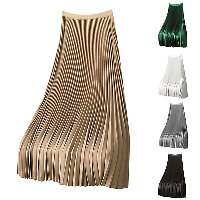 #ad Solid Color Premium Satin Pleated Skirt Plus Size Skirt Suits for Women Business $13.50