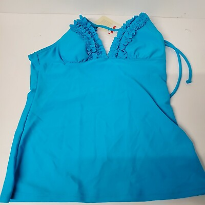 Hula Honey Swimsuit Bikini Women Small Blue Nylon Spandex Tankini Top Sea Adult $1.24