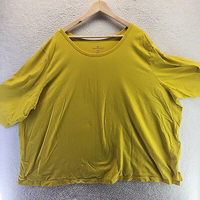 Woman Within Shirt Womens 4X Yellow Plus 34 36 Short Sleeve Cotton Pullover $13.30