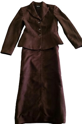 #ad NWOT Kasper Designer Womens Chocolate Brown Lined Skirt Suit Size 4 Long Skirt $34.99