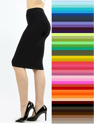 Zenana Pencil Knee Skirt Bodycon High Waist Stretch Cotton Plus STORE CLOSING $9.07