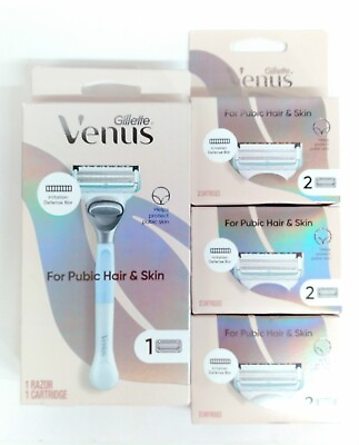 #ad Gillette Venus Pubic Hair amp; Skin Razor Handle amp; 3Pks Blade Refill Cartridges NIB $29.99
