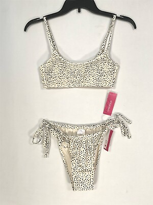 #ad Xhilaration 2pc Bikini Set Juniors Medium 4 6 Tie Sides Adjustable Straps Dot $14.95