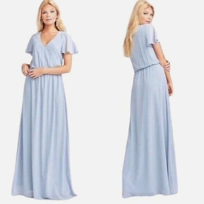 #ad Show Me Your MuMu Michelle Flutter Maxi Dress Plus Size 3X Steel Blue Chiffon $64.50