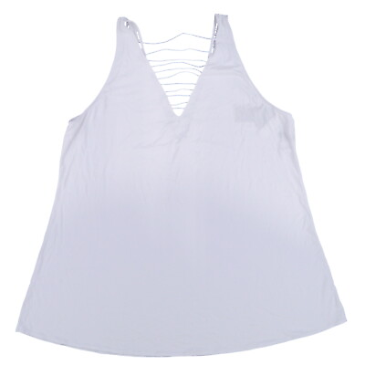 #ad California Waves Women#x27;s Plus Size Swim Sheer Cover Up Strappy Tank White 2x New $12.99