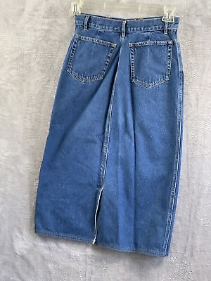 #ad L.L. Bean Women#x27;s Size 4 P Petite Jeans Skirt Denim Long Modest Maxi Cotton $23.49