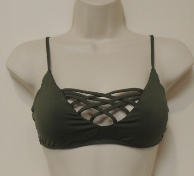 #ad NEW L Space Bikini Top Seamless Front Size Medium Dark Green Womens Swimwear $19.95