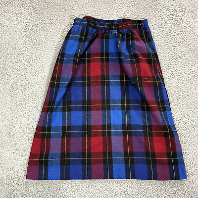 #ad Vintage Take 1 Plaid Skirt Women#x27;s Red Blue 80s A line Midi 14 $15.99