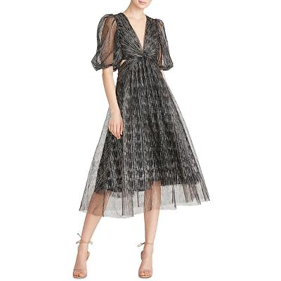 #ad ML Monique Lhuillier Womens Black Glitter Cocktail and Party Dress 10 BHFO 4126 $107.99