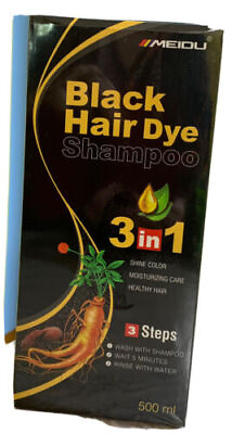 Black Hair Dye Shampoo Instant 3 in 1 100% Grey Coverage Herbal Ingredients $24.99